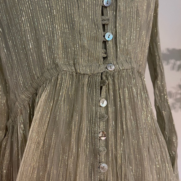 Tan and good thread sheer Free People dress with half slip included - Picture 7 of 13